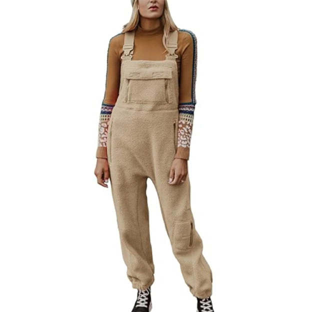 Women's Fleece Warm Loose Casual Jumpsuits-POIULTD