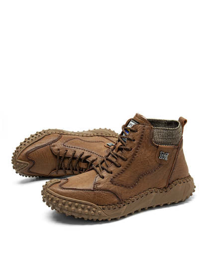 Men Retro Microfiber Leather Non Slip Casual Ankle Boots-POIULTD