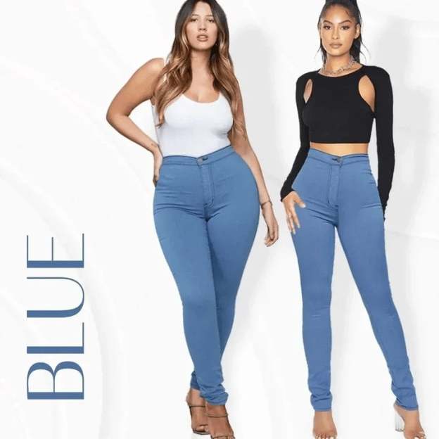 Luxe Stretch Butt Lift High Waist Tummy Slimming Plus-Size Denim Jeans Leggings-POIULTD