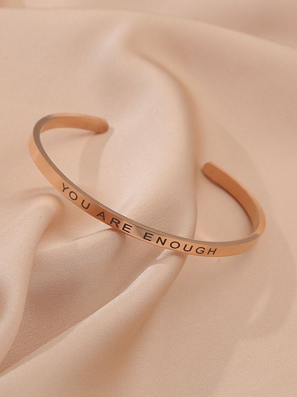 You Are Enough Stainless Steel Openable Bracelet-POIULTD