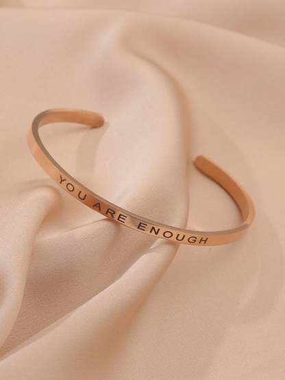 You Are Enough Stainless Steel Openable Bracelet-POIULTD