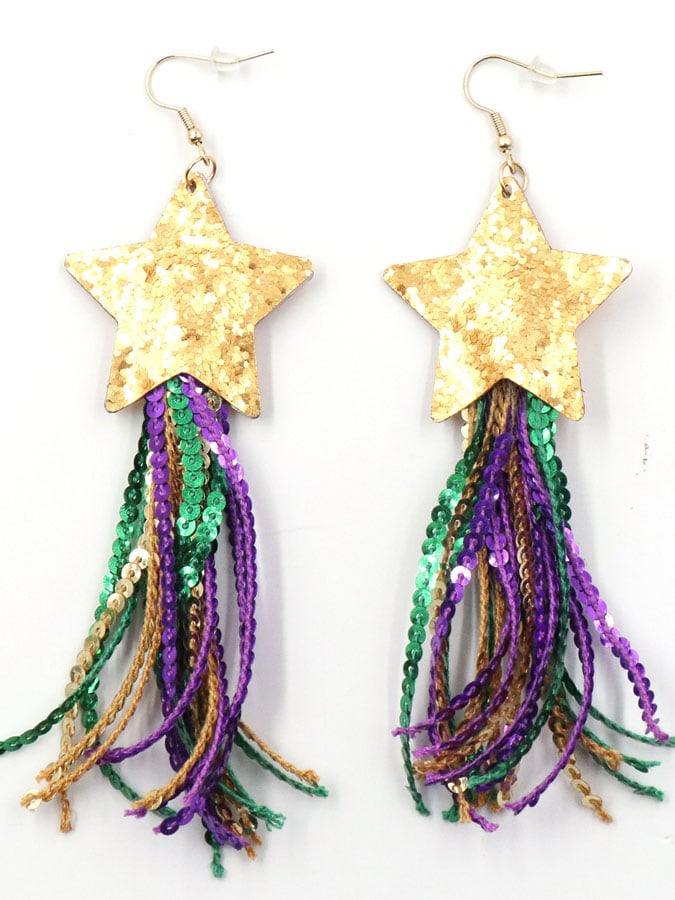 Mardi Gras Colorful Tassel Earrings-POIULTD