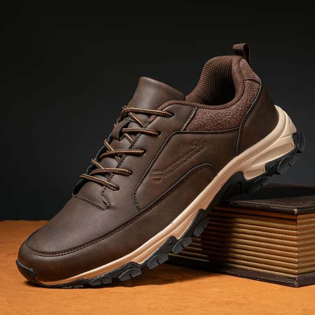 MEN'S COMFORTABLE GENUINE LEATHER SNEAKERS WITH ARCH SUPPORT AND SHOCK ABSORPTION
