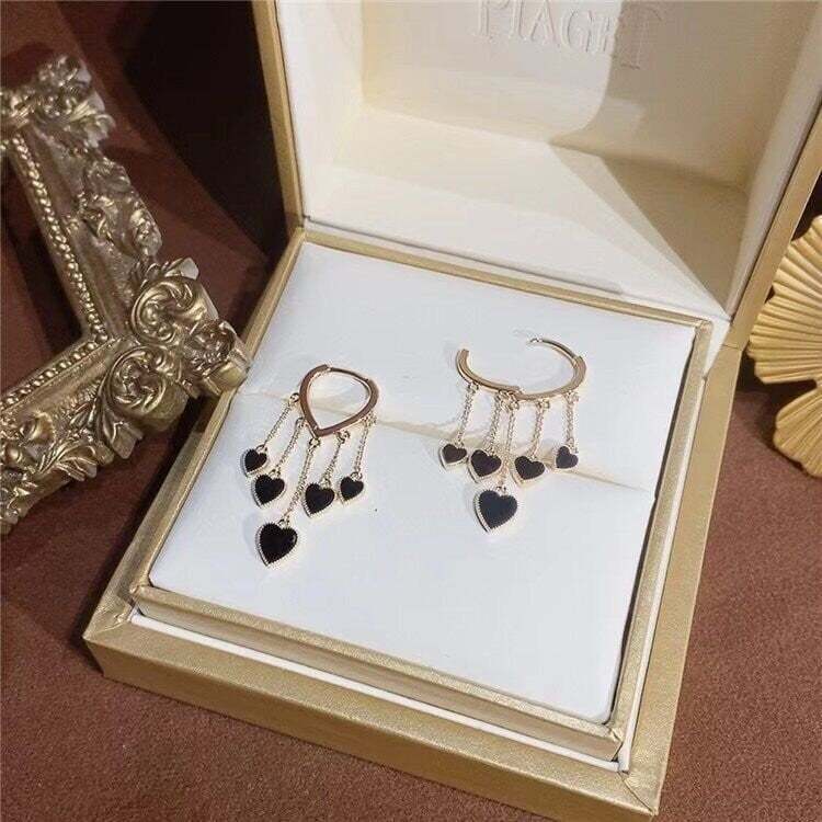 Black Long Tassel Earrings-POIULTD
