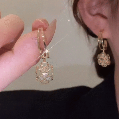 Fashion Four-leaf Clover Zircon Earrings-POIULTD
