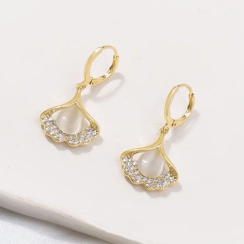 Apricot Leaf Opal Earrings-POIULTD