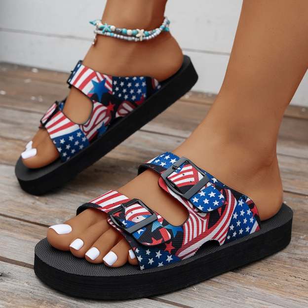 Women's Fashionable And Comfortable Thick-Soled Flag Plate Flower Sandals-POIULTD