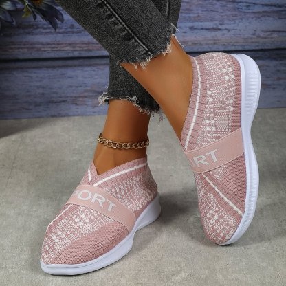 Casual Letter Printed Weave Women's Sneakers-POIULTD