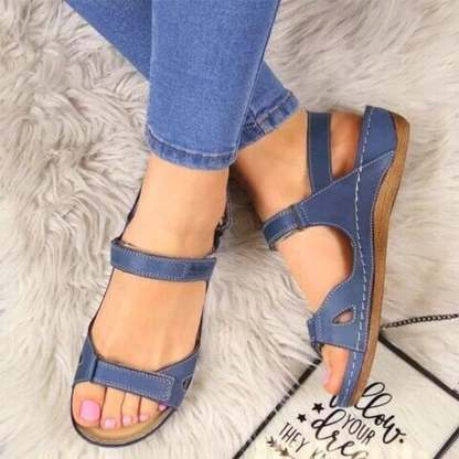 Thick Sole Sloping Heel Velcro Casual Women'S Sandals-POIULTD