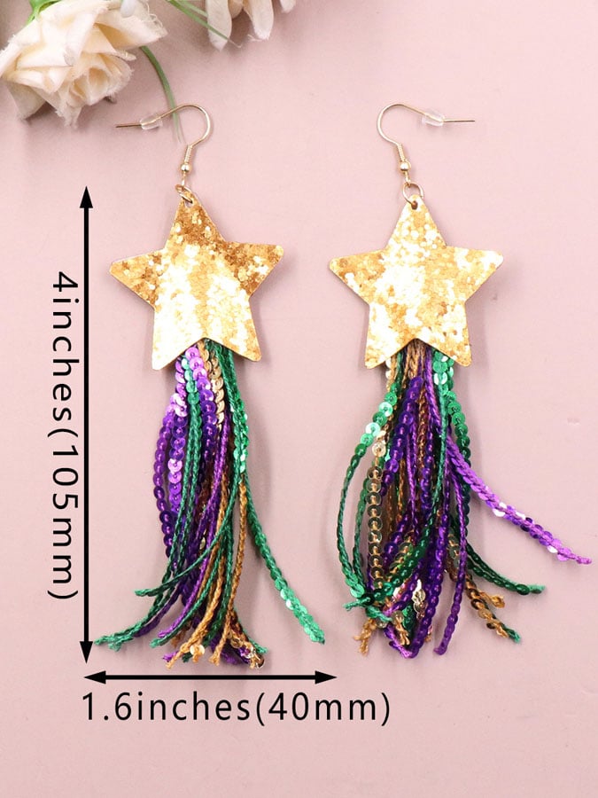 Mardi Gras Colorful Tassel Earrings-POIULTD