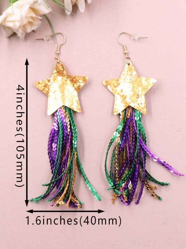 Mardi Gras Colorful Tassel Earrings-POIULTD