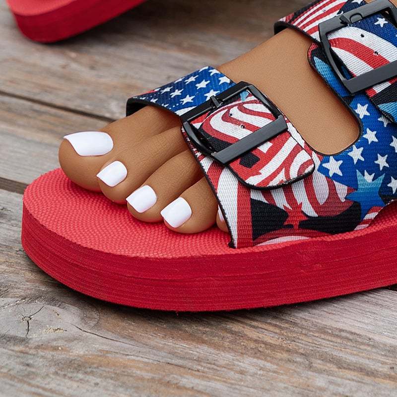 Women's Fashionable And Comfortable Thick-Soled Flag Plate Flower Sandals-POIULTD