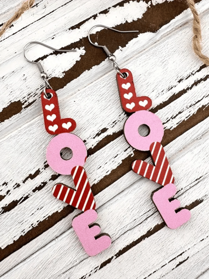 Women's Valentine's Day Love English Letter Design Versatile Fashionable Earrings-POIULTD