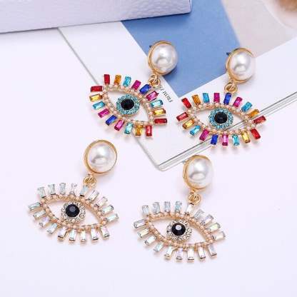 Devil's Eye Pearl Earrings-POIULTD