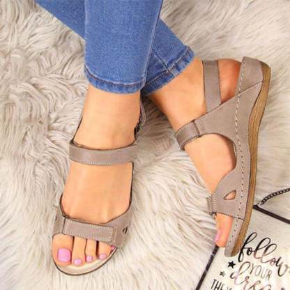 Thick Sole Sloping Heel Velcro Casual Women'S Sandals-POIULTD