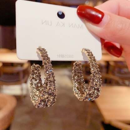 Rhinestone earrings-POIULTD