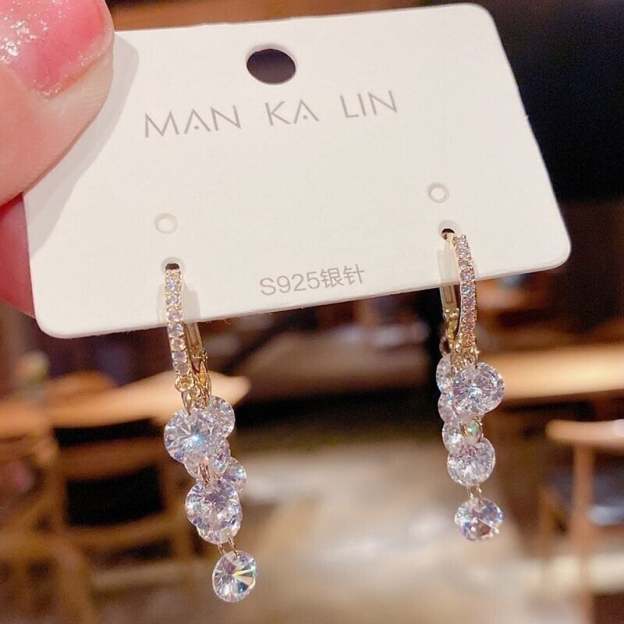 Crystal string earrings-POIULTD