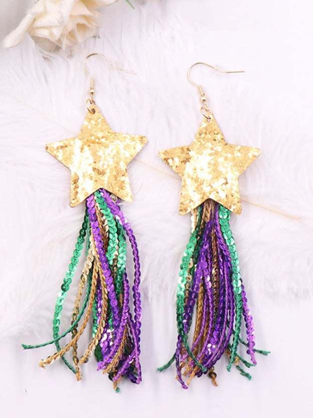 Mardi Gras Colorful Tassel Earrings-POIULTD