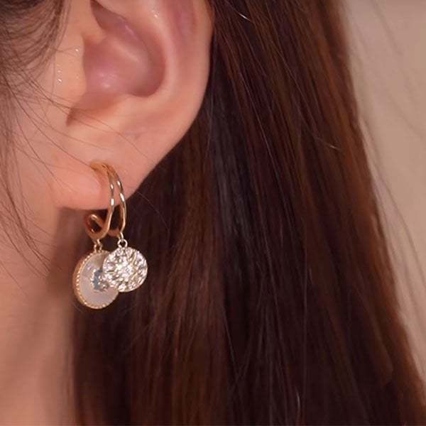 Last Day 50% Off-Natural shell zircon earrings-POIULTD