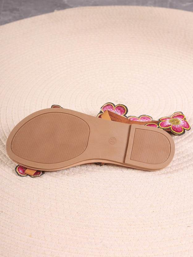 Women's Bohemian Flat Toe Colorful Flower Sandals-POIULTD