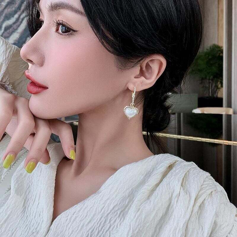 Love pearl earrings-POIULTD