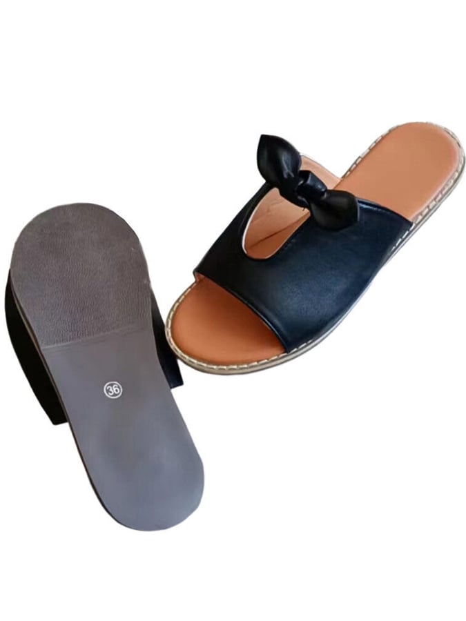 New Large Size Women's Shoes In Summer Bow Hollow Ladies Sand Slippers European And American Bow Shoe Women-POIULTD