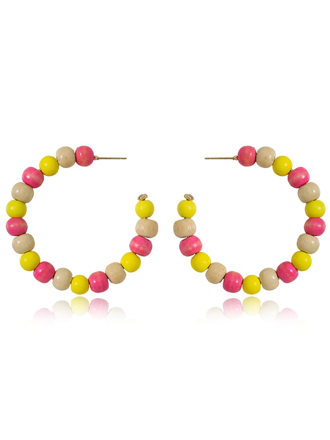 Women's Carnival Colored Wooden Beads Fashionable And Versatile Temperament Light Luxury Earrings-POIULTD