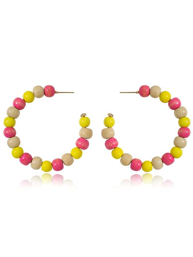 Women's Carnival Colored Wooden Beads Fashionable And Versatile Temperament Light Luxury Earrings-POIULTD