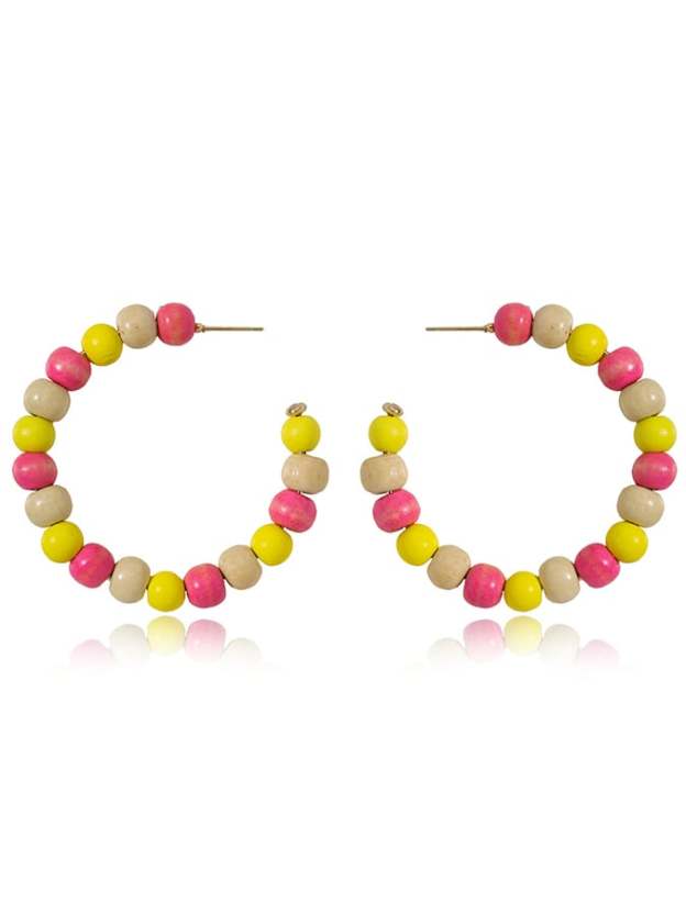 Women's Carnival Colored Wooden Beads Fashionable And Versatile Temperament Light Luxury Earrings-POIULTD