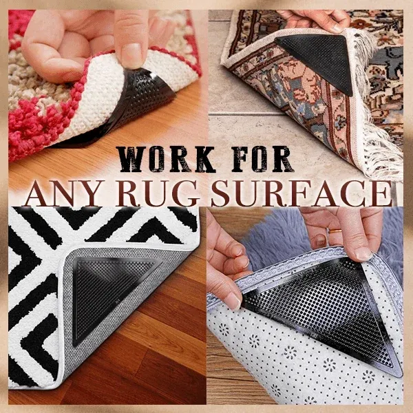 🔥Reusable Corner Area Carpet Rug Grippers - Rubber Anti Curling Non Slip Skid Pads