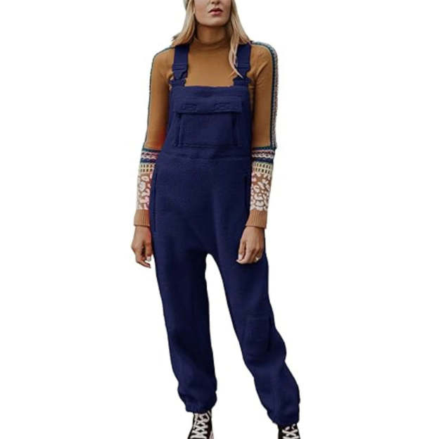 Women's Fleece Warm Loose Casual Jumpsuits-POIULTD
