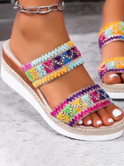 Summer New Foreign Trade Slope -To -Bottom Women's Shoes Cross -Border Large Size One Word With Casual Slope And Slip-POIULTD
