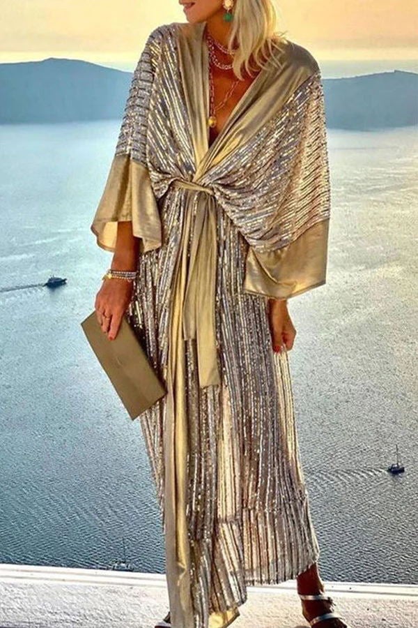 Dreamy Evenings Retro Court Style Kimono Maxi Dress-POIULTD