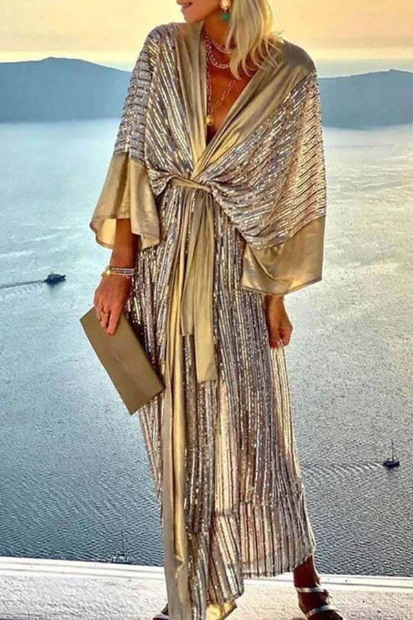 Dreamy Evenings Retro Court Style Kimono Maxi Dress-POIULTD