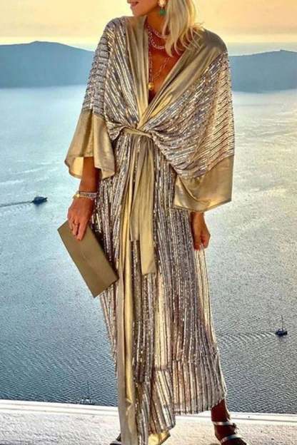 Dreamy Evenings Retro Court Style Kimono Maxi Dress-POIULTD