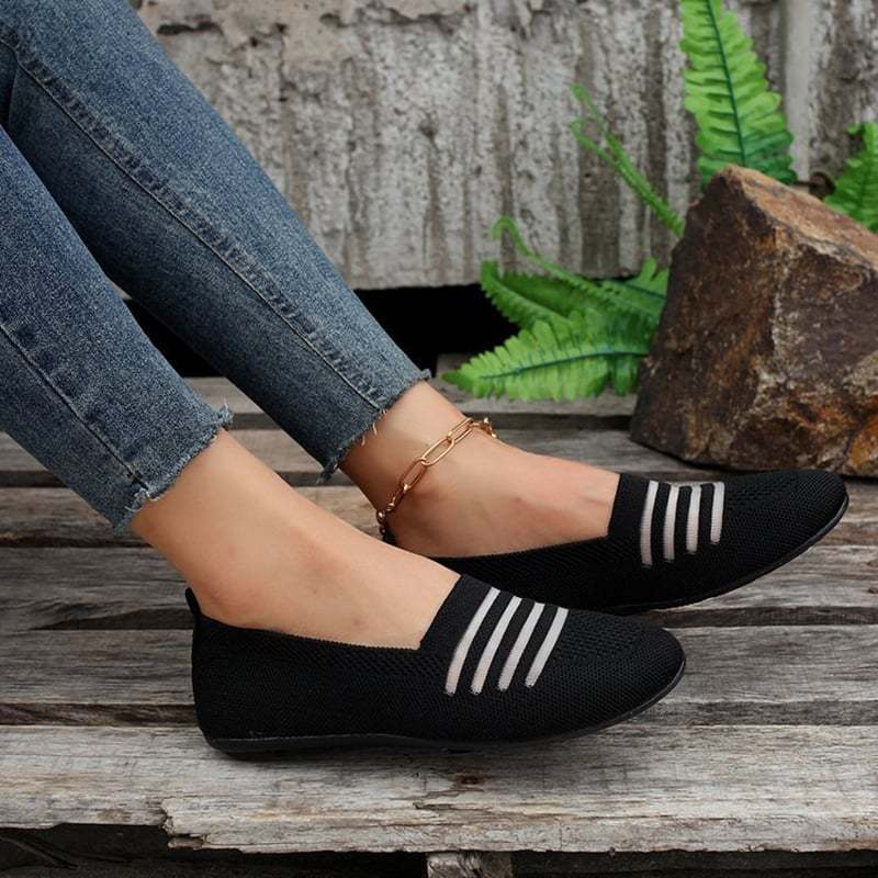 Casual Mesh Hollow Out Weave Women's Flat Shoes-POIULTD