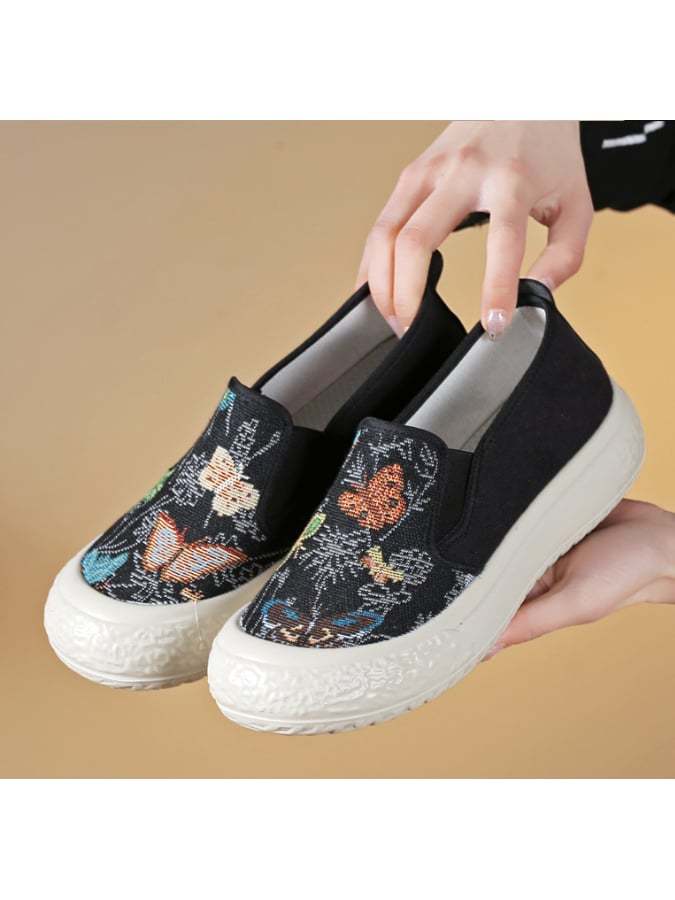 New Fashion Tide Shoes Thick Bottom Casual Wild Single Shoes Shallow Mouth Flat Bottom Shoes-POIULTD