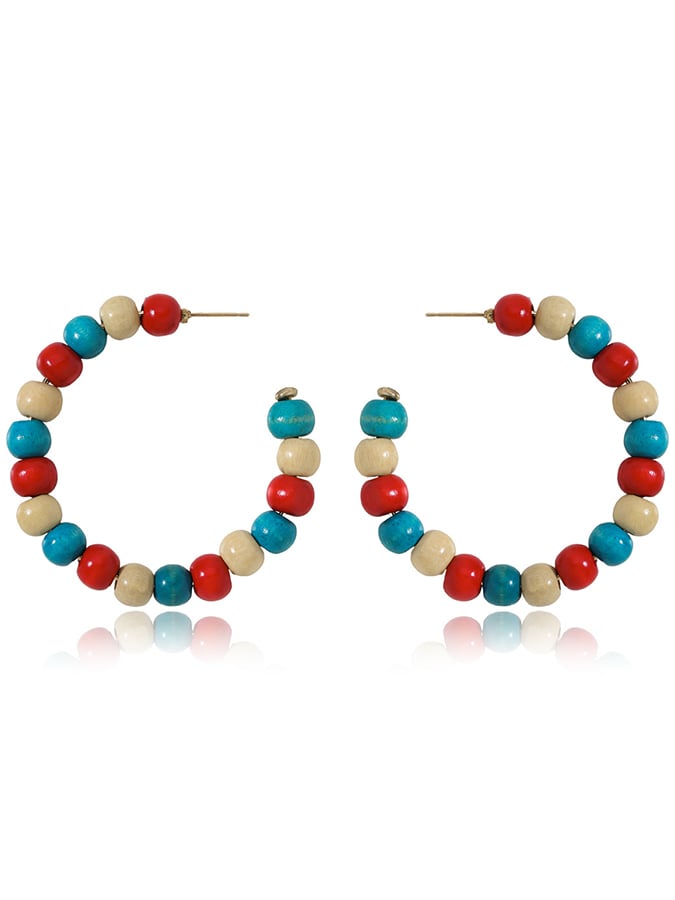 Women's Carnival Colored Wooden Beads Fashionable And Versatile Temperament Light Luxury Earrings-POIULTD