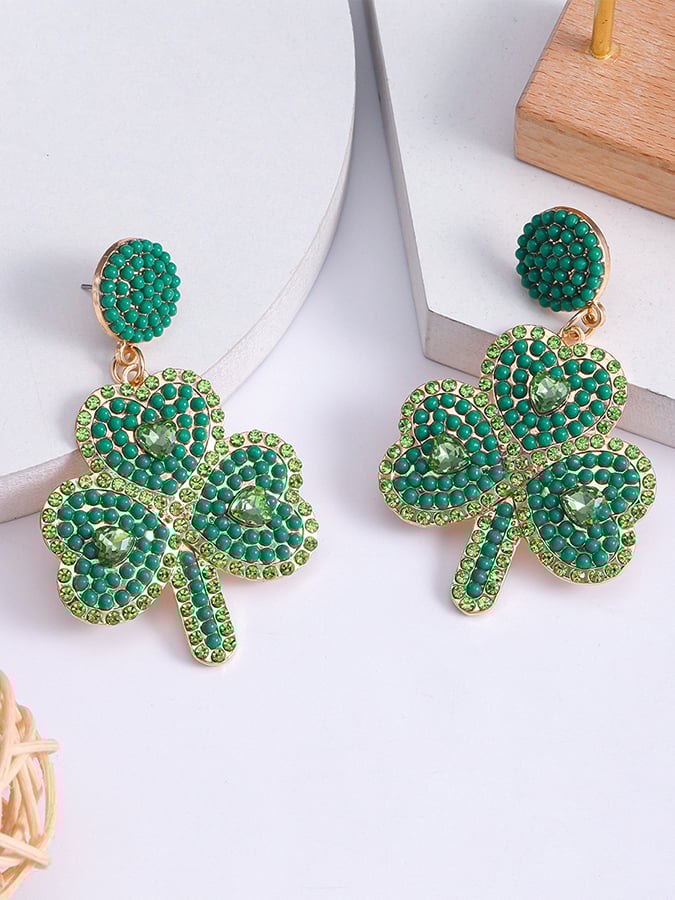 Women's St. Patrick's Day Shamrock Earrings-POIULTD