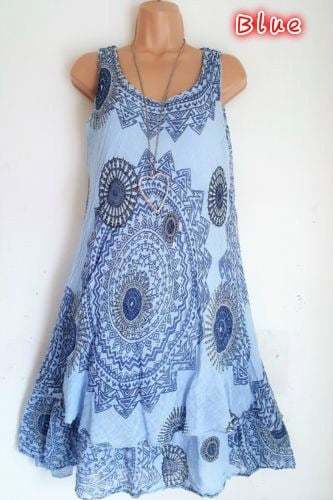 Vintage Print Sleeveless Dress-POIULTD