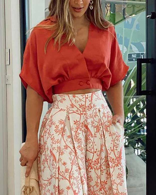 👗👗LAPEL TOP&PANTS TWO PIECE SET-POIULTD