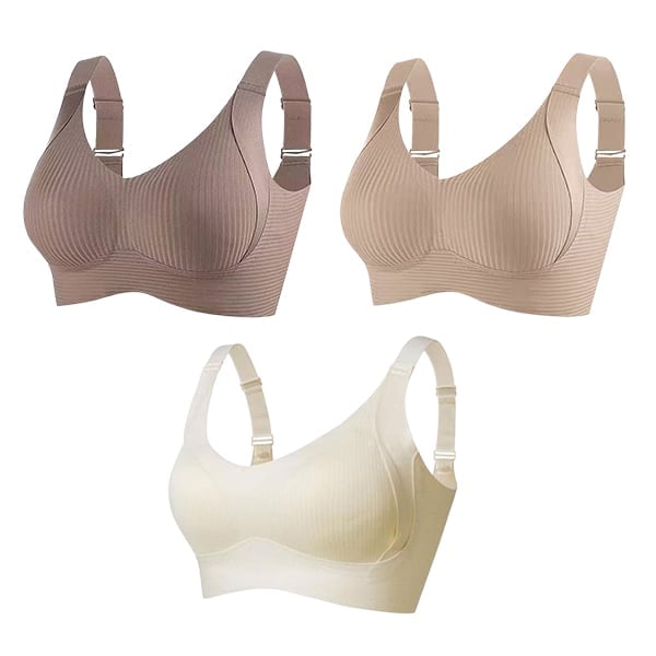 🎉Last Day -🏆️Women's Ribbed Push Up Adjustable Wireless Bra-POIULTD