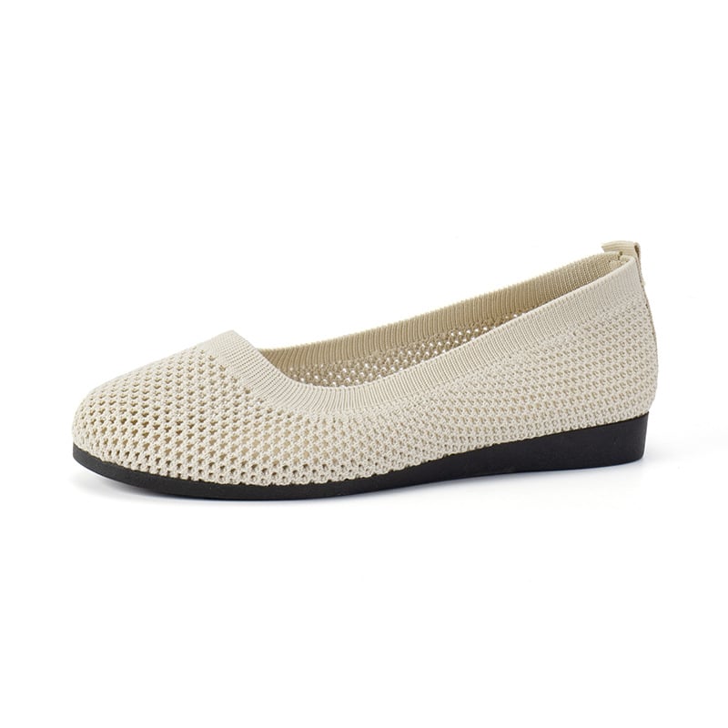 Casual Round Toe Hollow Out Weave Women's Flat Shoes-POIULTD