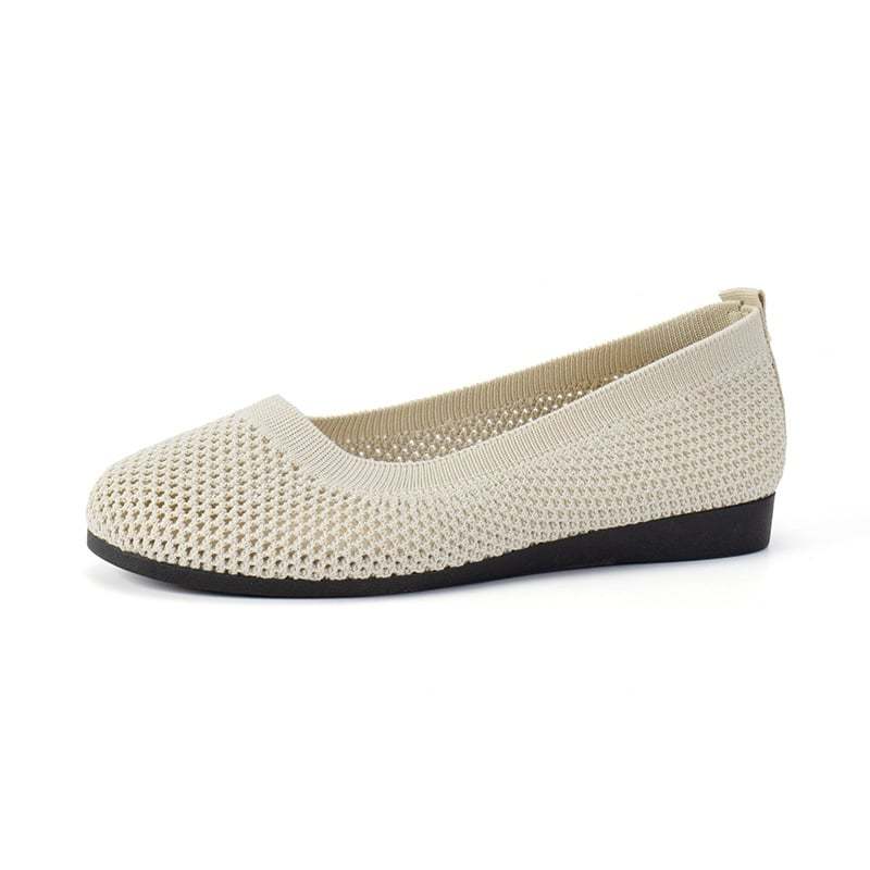 Casual Round Toe Hollow Out Weave Women's Flat Shoes-POIULTD