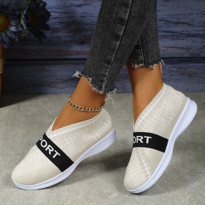 Casual Letter Printed Weave Women's Sneakers-POIULTD