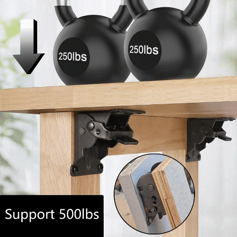 Heavy-Duty Folding Table Leg Brackets with Self-Locking Hinges-POIULTD
