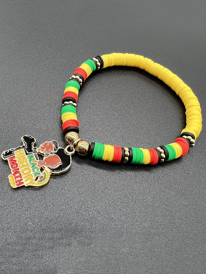 Unisex Black History Month Stretch Cord Bracelet-POIULTD