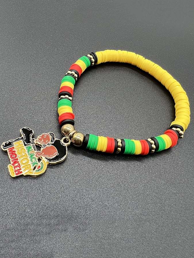 Unisex Black History Month Stretch Cord Bracelet-POIULTD