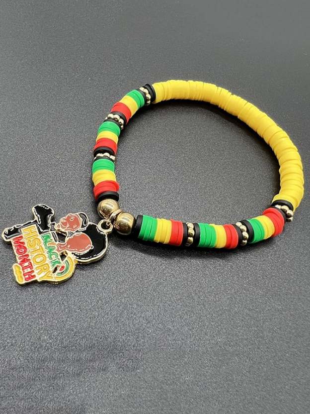 Unisex Black History Month Stretch Cord Bracelet-POIULTD