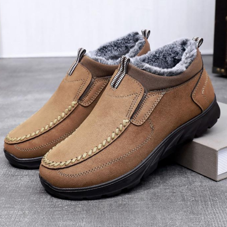 MEN'S COMFORTABLE INTERIOR WOOL PLUSH WATERPROOF SNOW COTTON SHOES-POIULTD